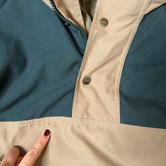 Vtg 90s Lee Mens Anorak Windbreaker Jacket Tan Green Gorpcore Outdoor Cabincore - Picture 7 of 12